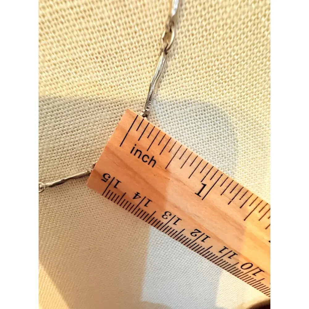 Vintage NOS Silver Tone Bar Link Chain Necklace 22”